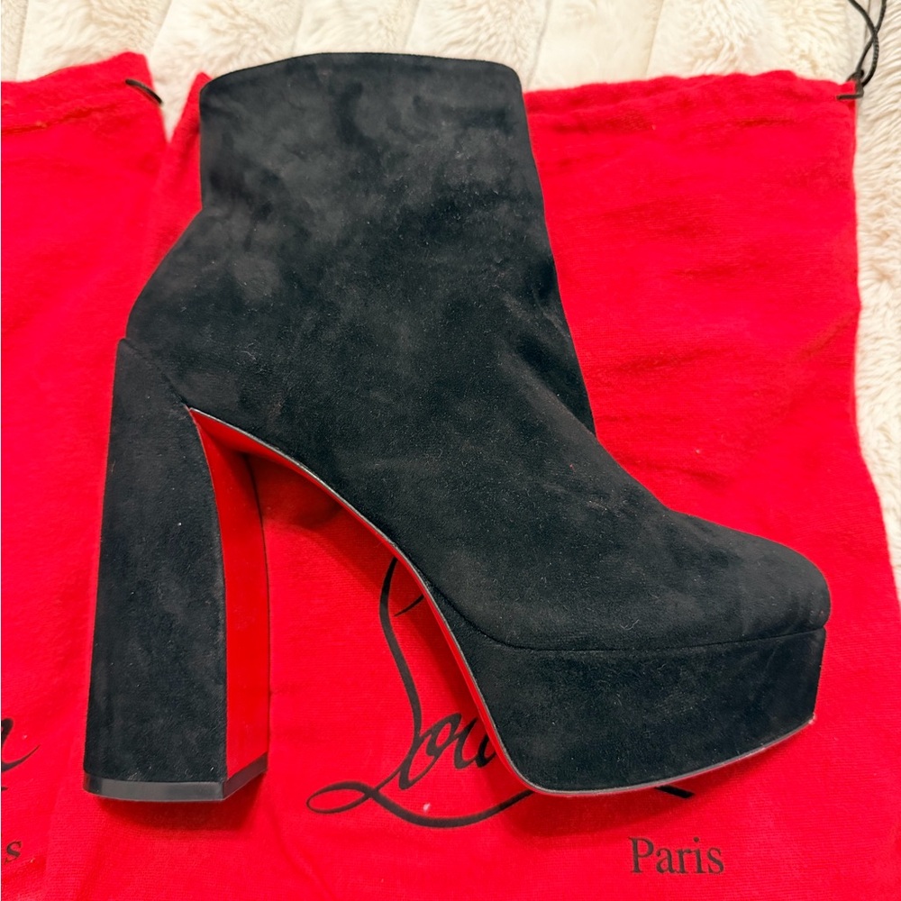 Christian Louboutin Black Suede Platform Boots